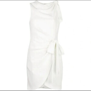 Cinq a Sept NWOT Mini Nanon White Bow Front Dress